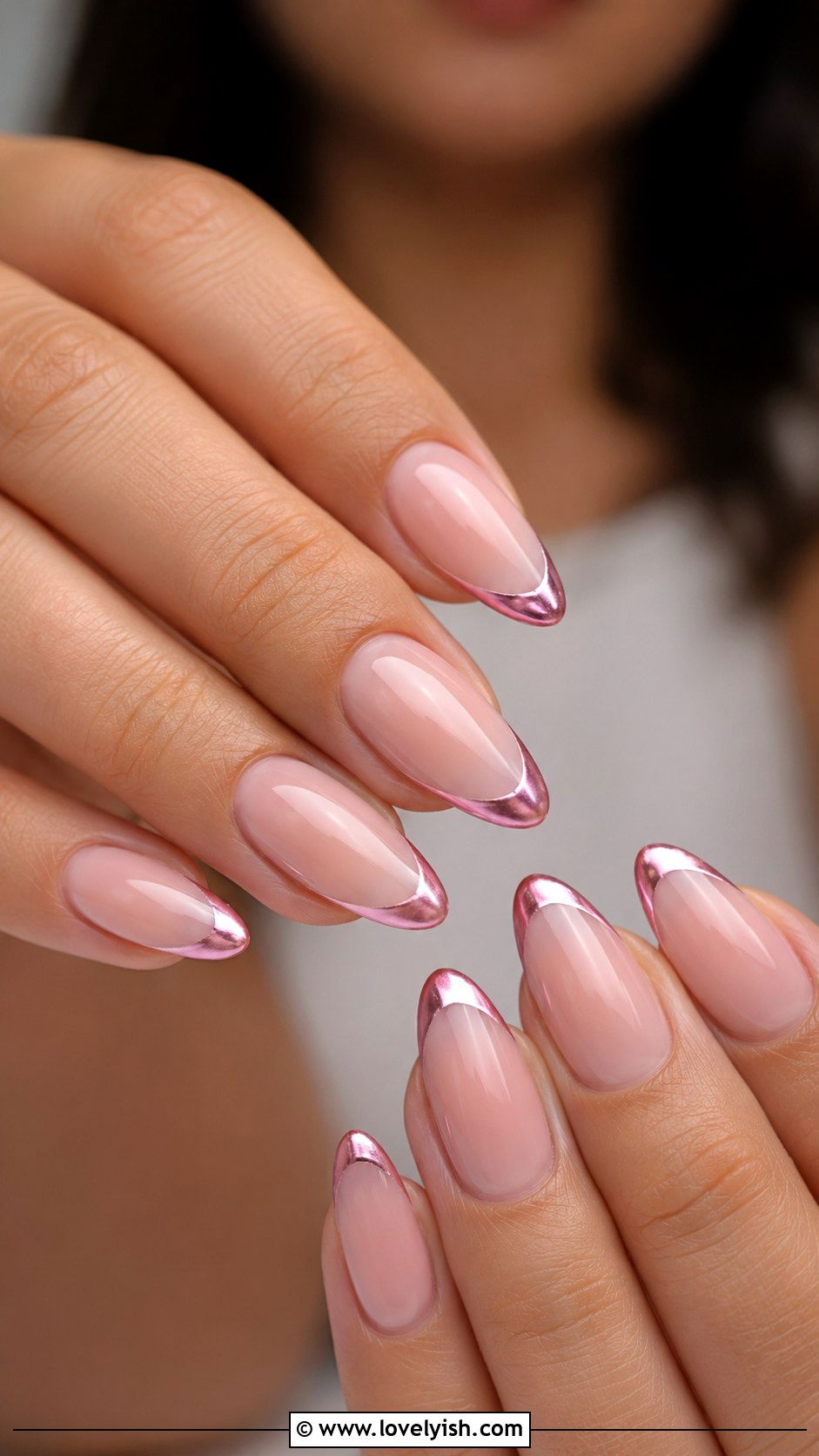 Pink Chrome French Tip Nails - 50 pink chrome nails - 50 pink chrome nails