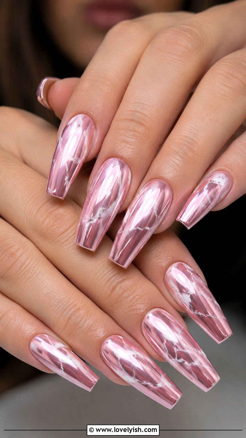 Pink Chrome Marble Nails - 50 pink chrome nails - 50 pink chrome nails