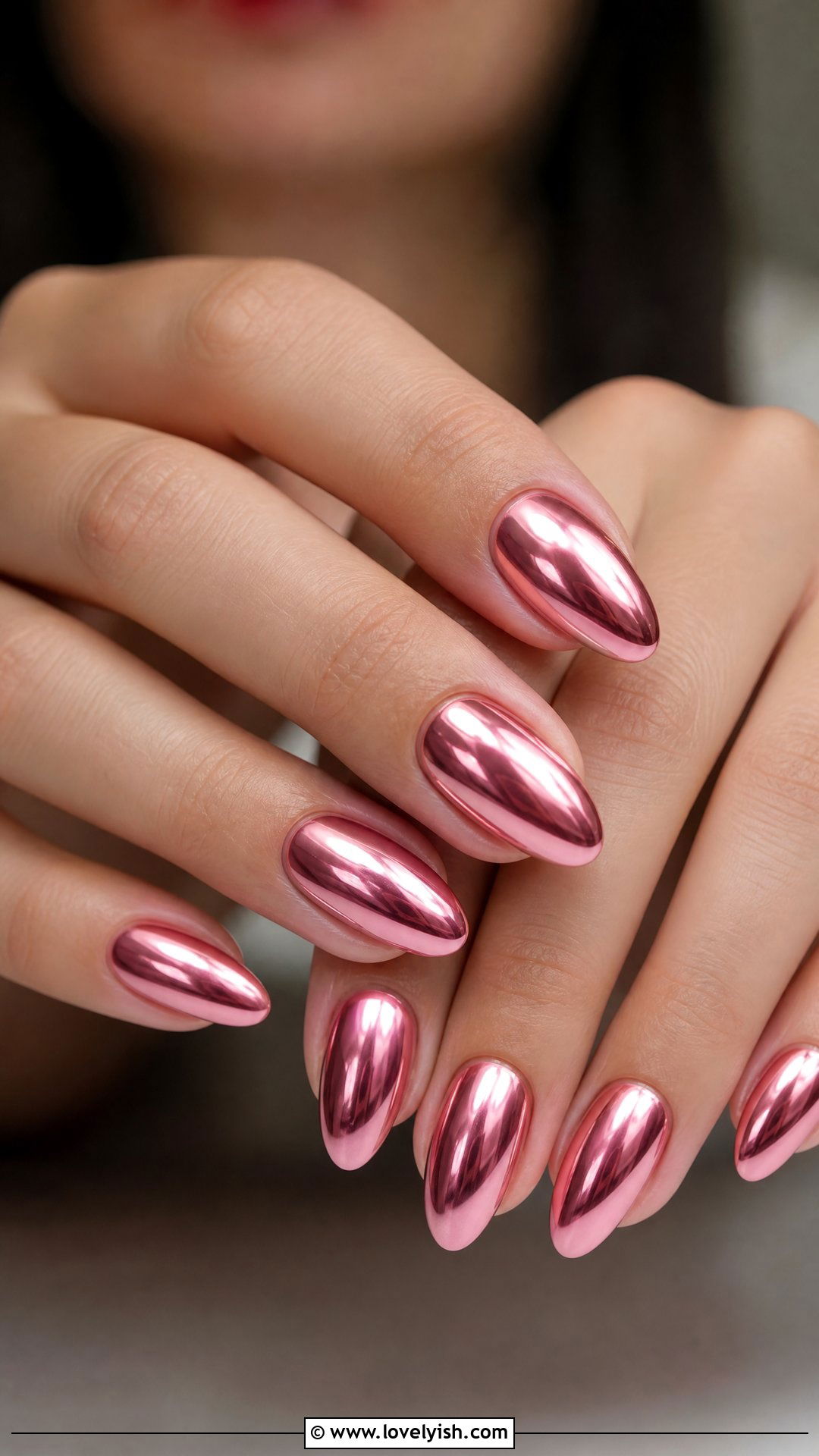 Pink Chrome Mirror Nails - 50 classy pink nails - 50 classy pink nails