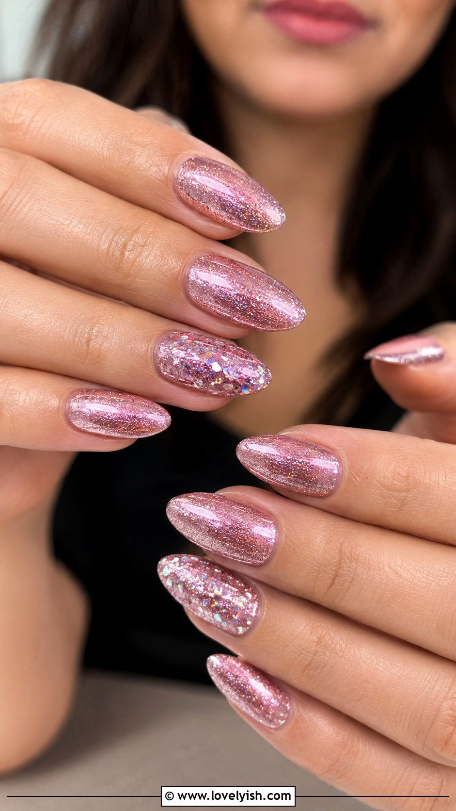 Pink Chrome Nails with Glitter - 50 pink chrome nails - 50 pink chrome nails
