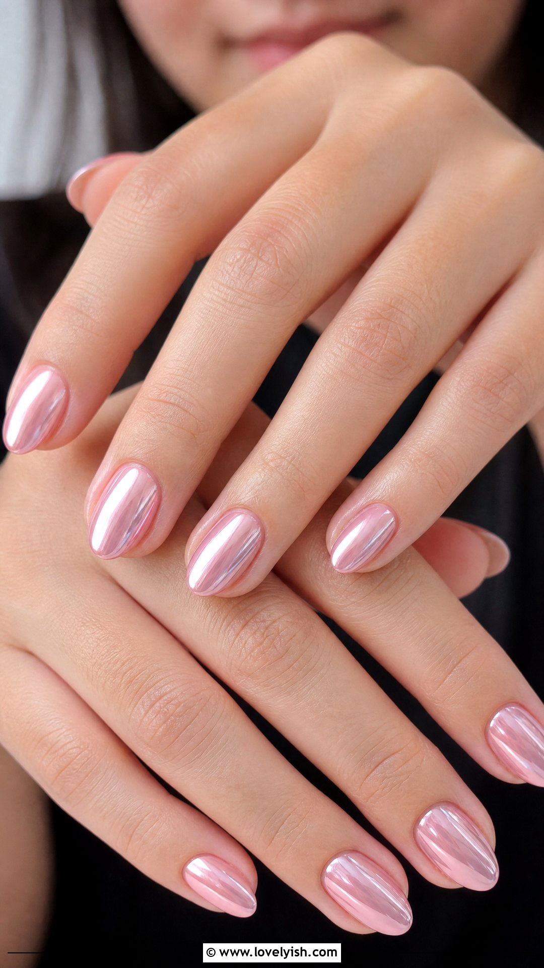 Pink Chrome Short Almond Nails - 50 short almond nails - 50 short almond nails