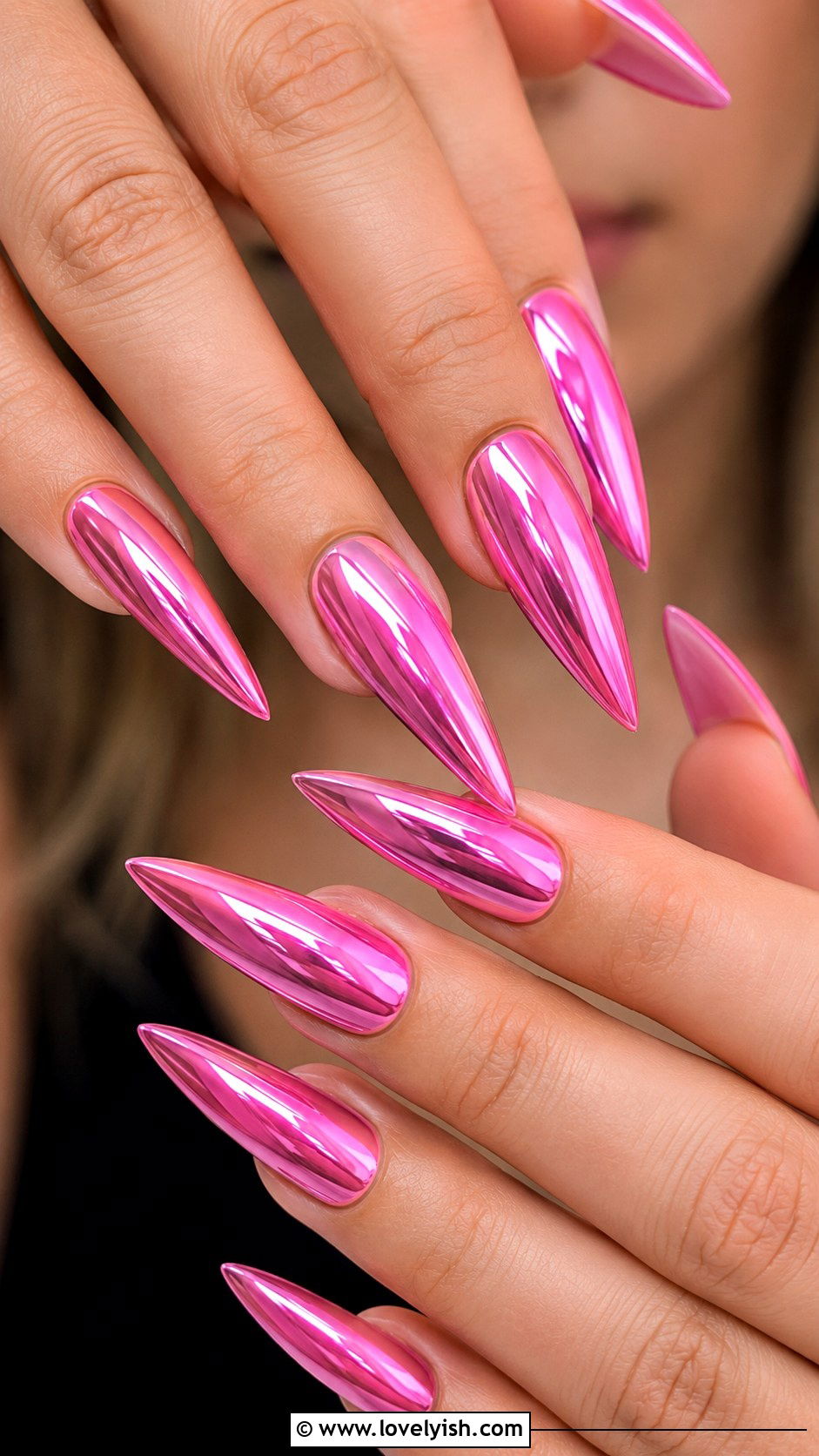 Pink Chrome Stiletto Nails - 50 pink chrome nails - 50 pink chrome nails