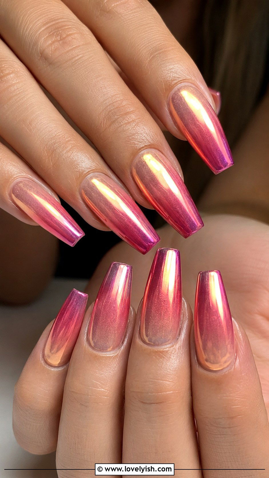 Pink Chrome Sunset Ombre Nails - 50 pink chrome nails - 50 pink chrome nails