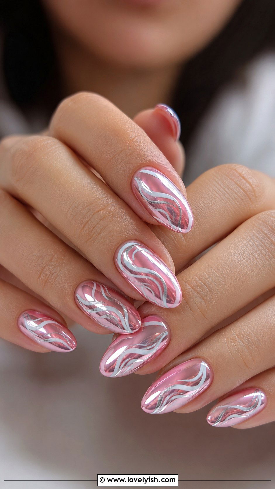 Pink Chrome Swirl Nails - 50 pink chrome nails - 50 pink chrome nails