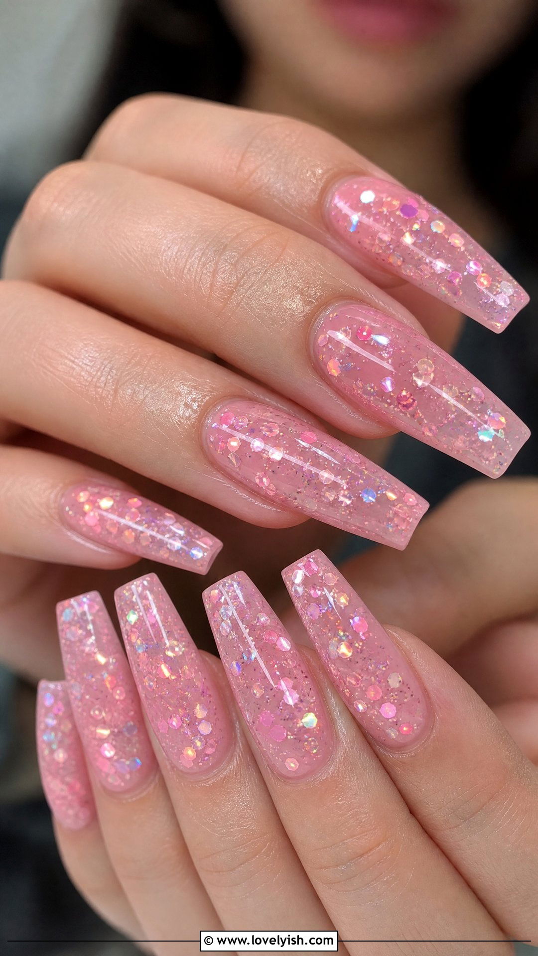 Pink Confetti Glitter Nails - 50 classy pink nails - 50 classy pink nails