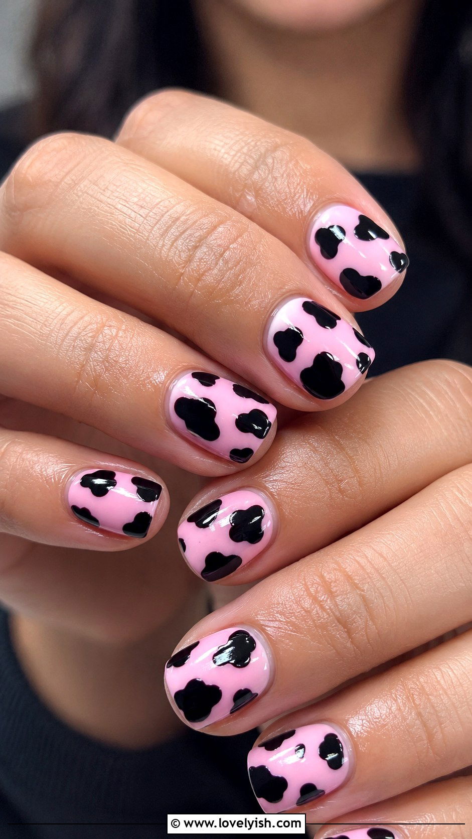 Pink Cow Print Birthday Nails - 50 birthday nails - 50 birthday nails