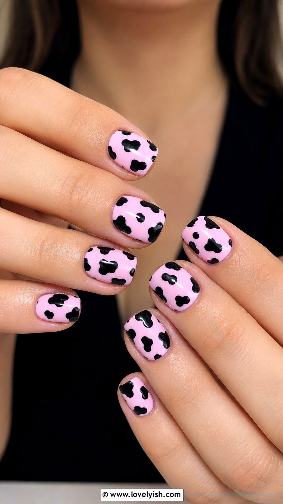 Pink Cow Print Nails - 33 easy nail designs for beginners - 33 easy nail designs for beginners