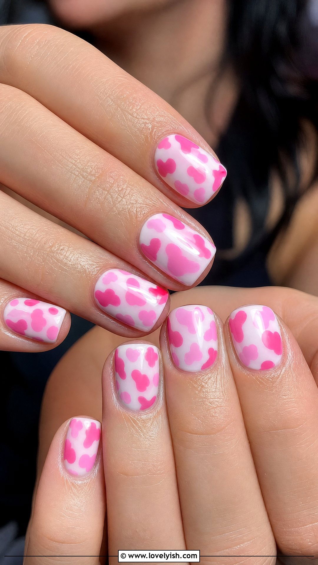Pink Cow Print Short Acrylic Nails - 50 short acrylic nails - 50 short acrylic nails