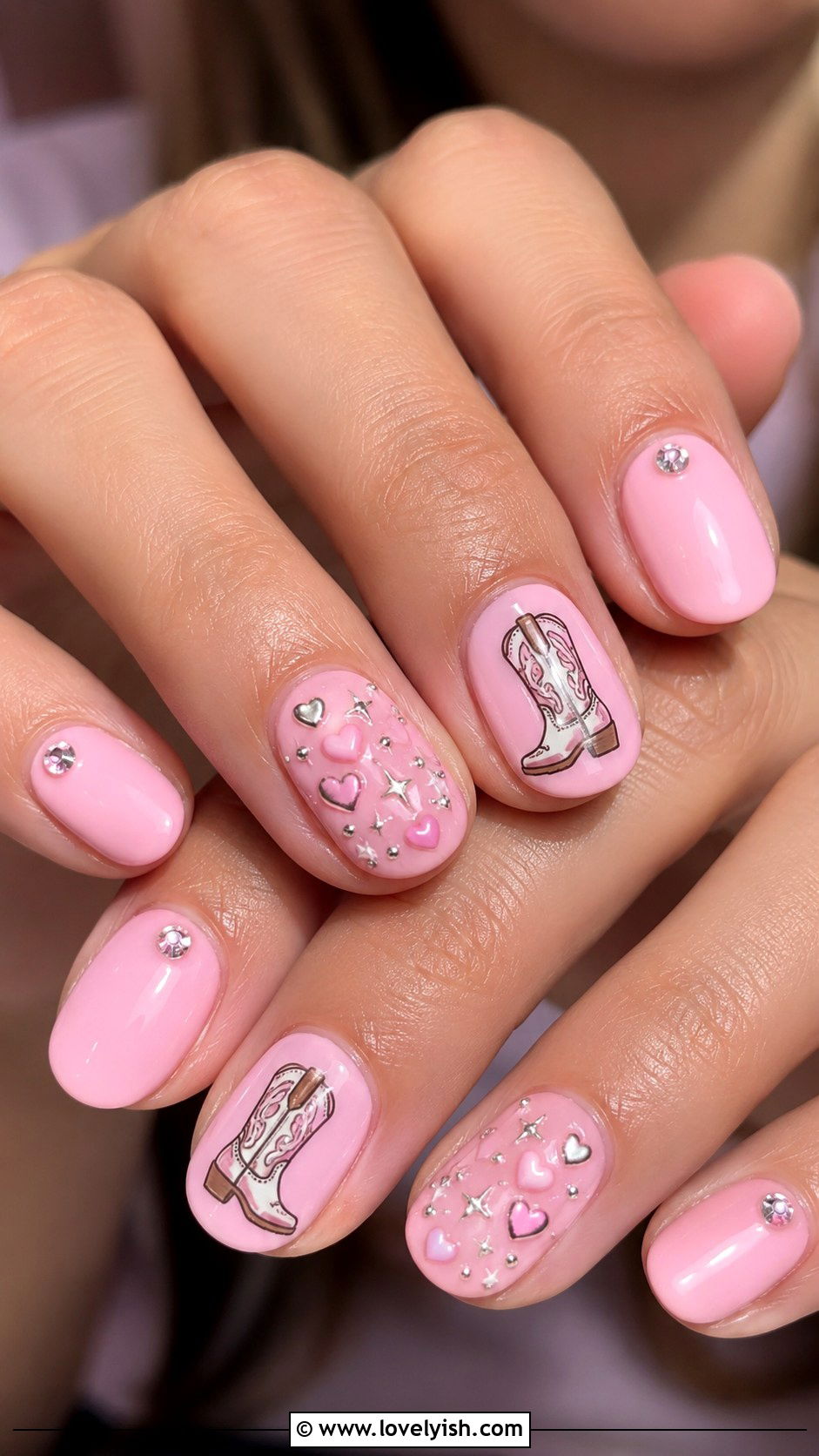 Pink Cowgirl Nails with Western Boots Art - 50 western nail designs - 50 western nail designs