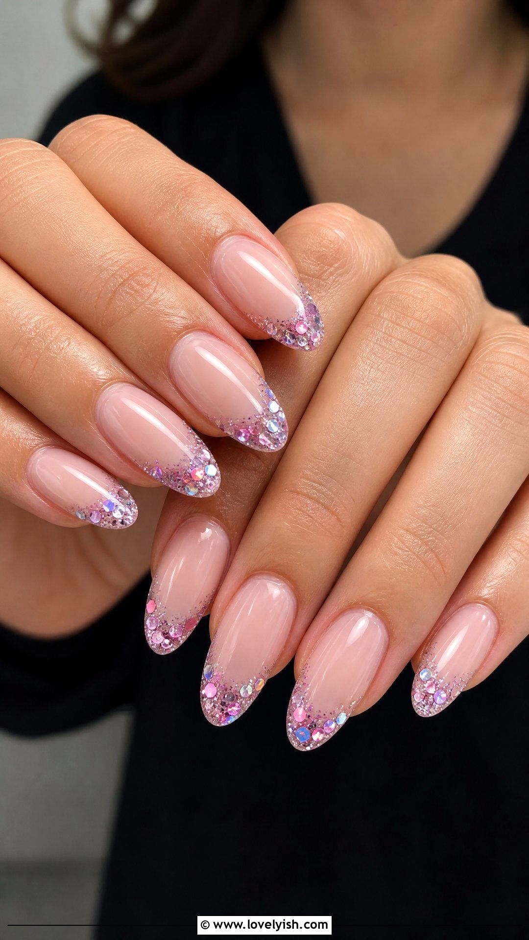 Pink Disco Glitter Tips - 50 classy pink nails - 50 classy pink nails