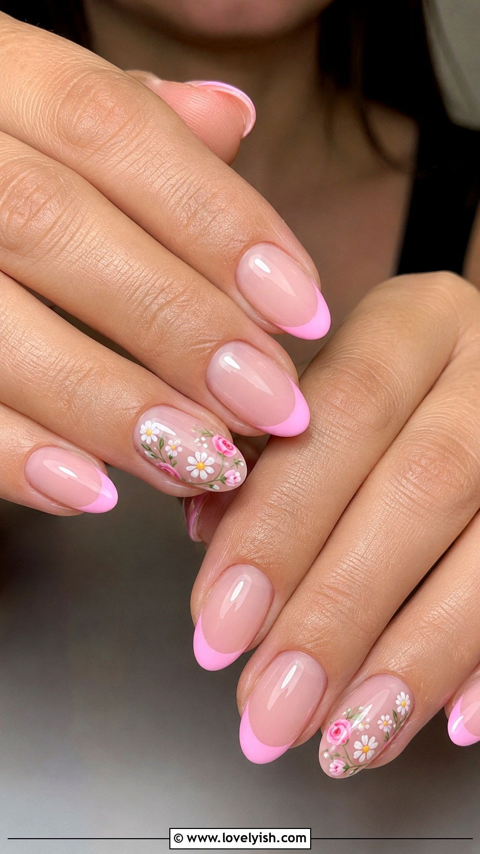 Pink Floral French Tip Nails - 50 pink french tip nails - 50 pink french tip nails