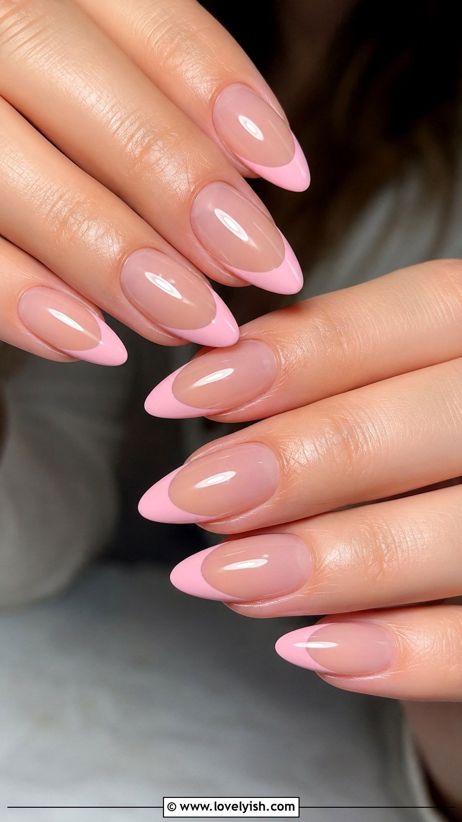 Pink French Tip Almond Nails - 50 pink french tip nails - 50 pink french tip nails