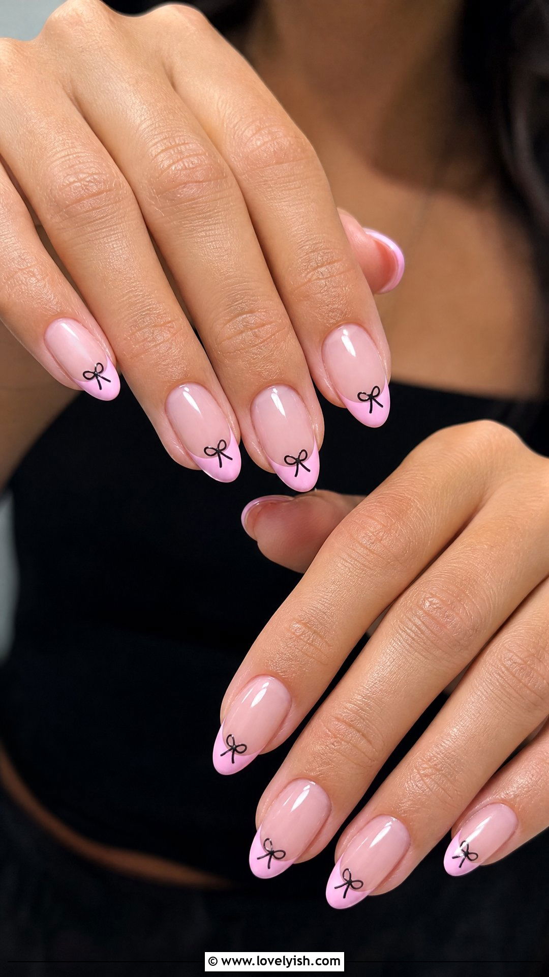 Pink French Tip Bow Nails - 25 bow nail design ideas - 25 bow nail design ideas