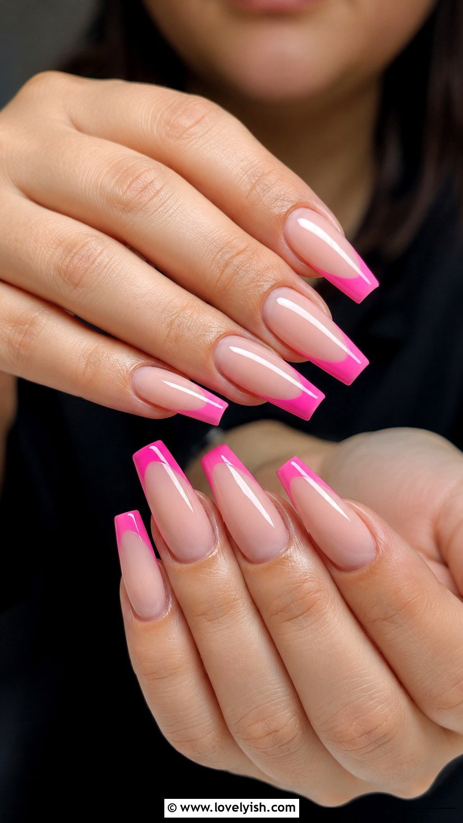 Pink French Tip Coffin Nails - 50 pink french tip nails - 50 pink french tip nails