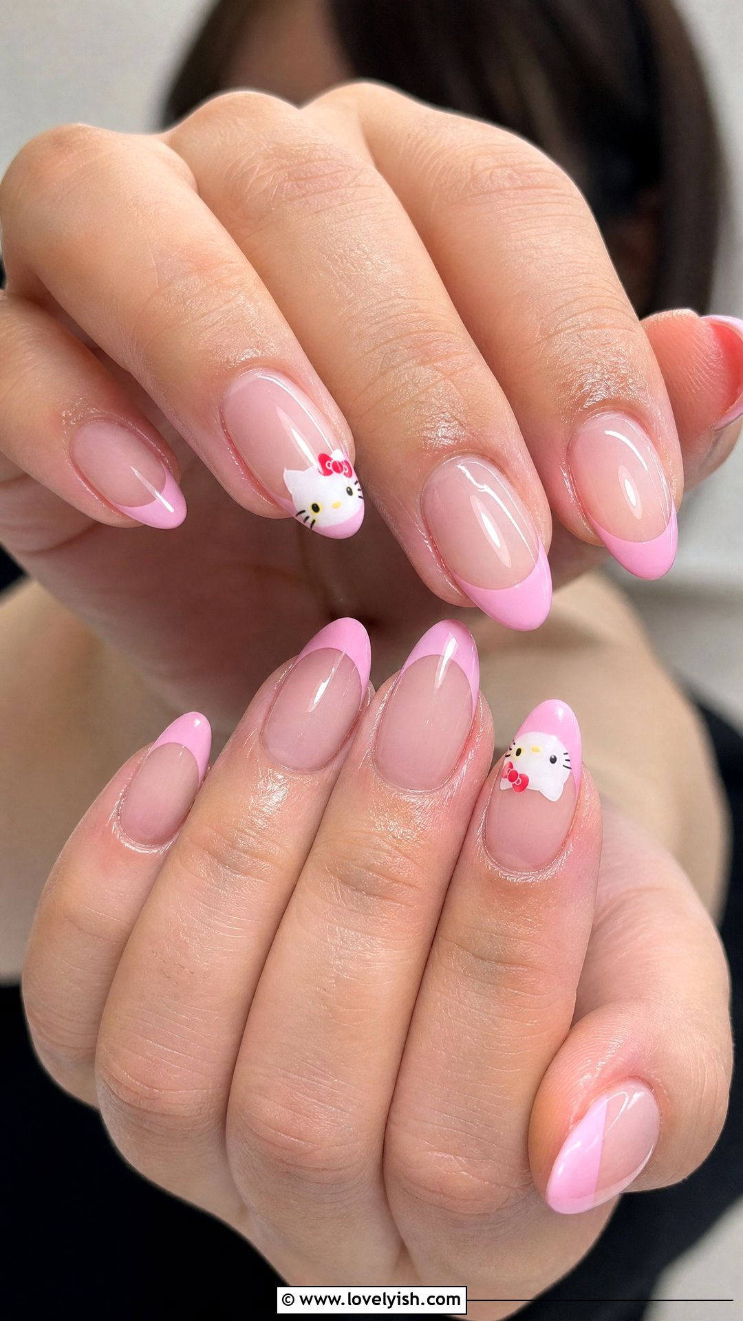 Pink French Tip Hello Kitty Nails - 25 hello kitty nail designs - 25 hello kitty nail designs