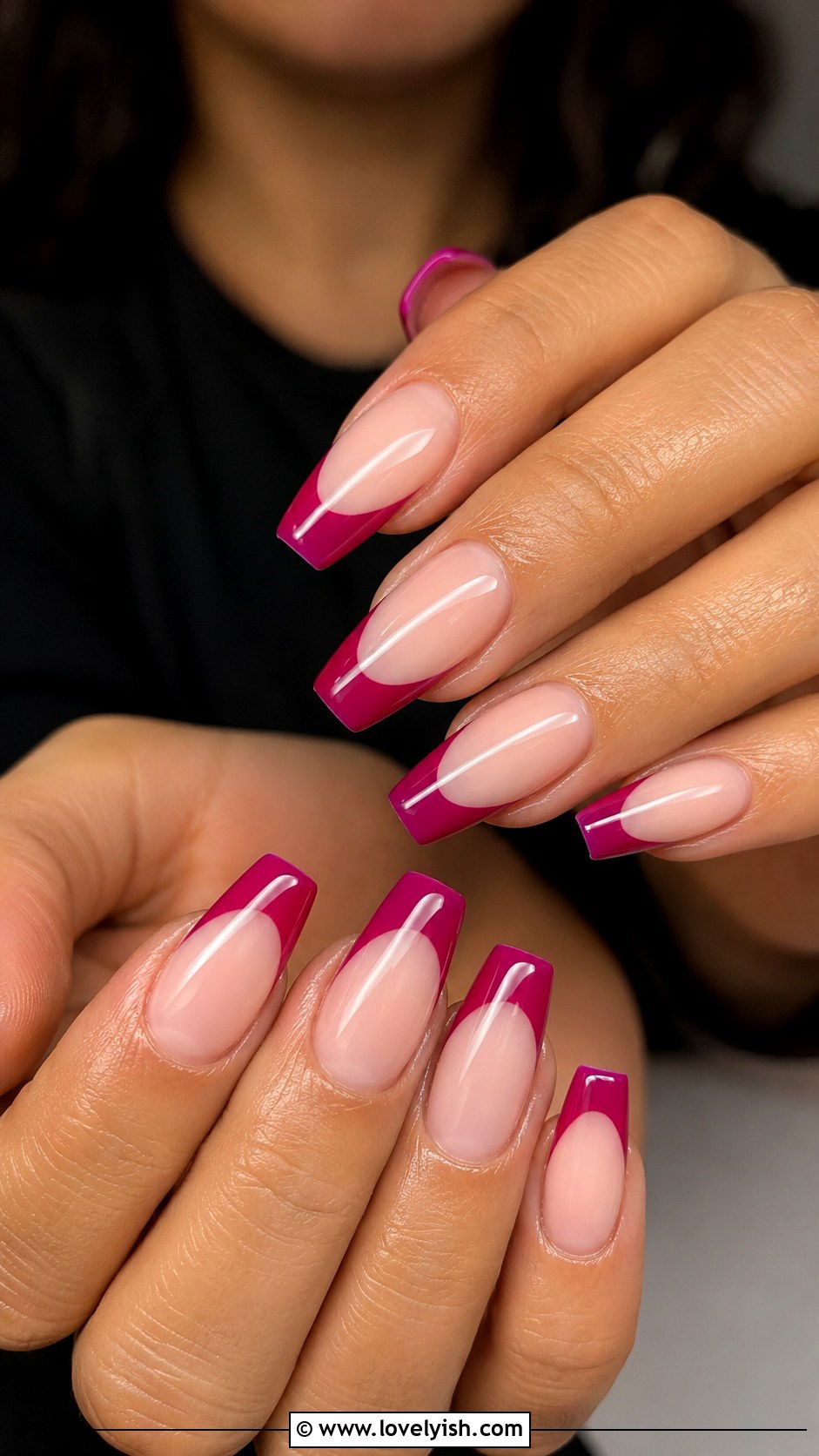 Pink French Tip Nails with Polka Dots - 50 pink french tip nails - 50 pink french tip nails