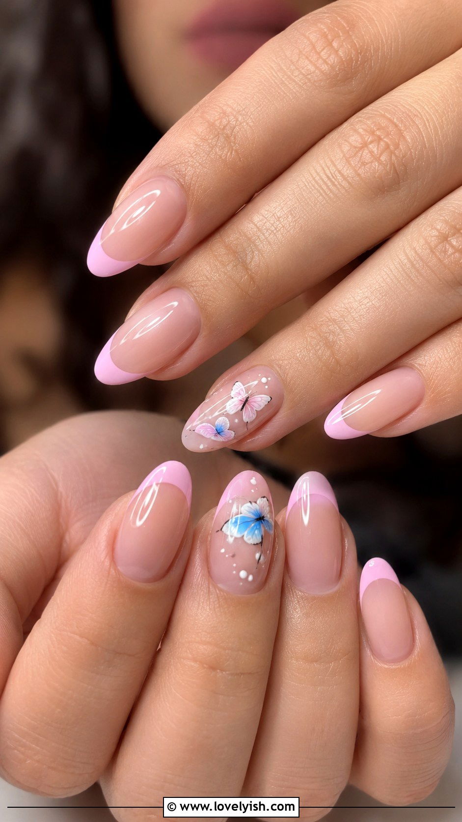 Pink French Tip Nails with Silver Glitter - 50 pink french tip nails - 50 pink french tip nails