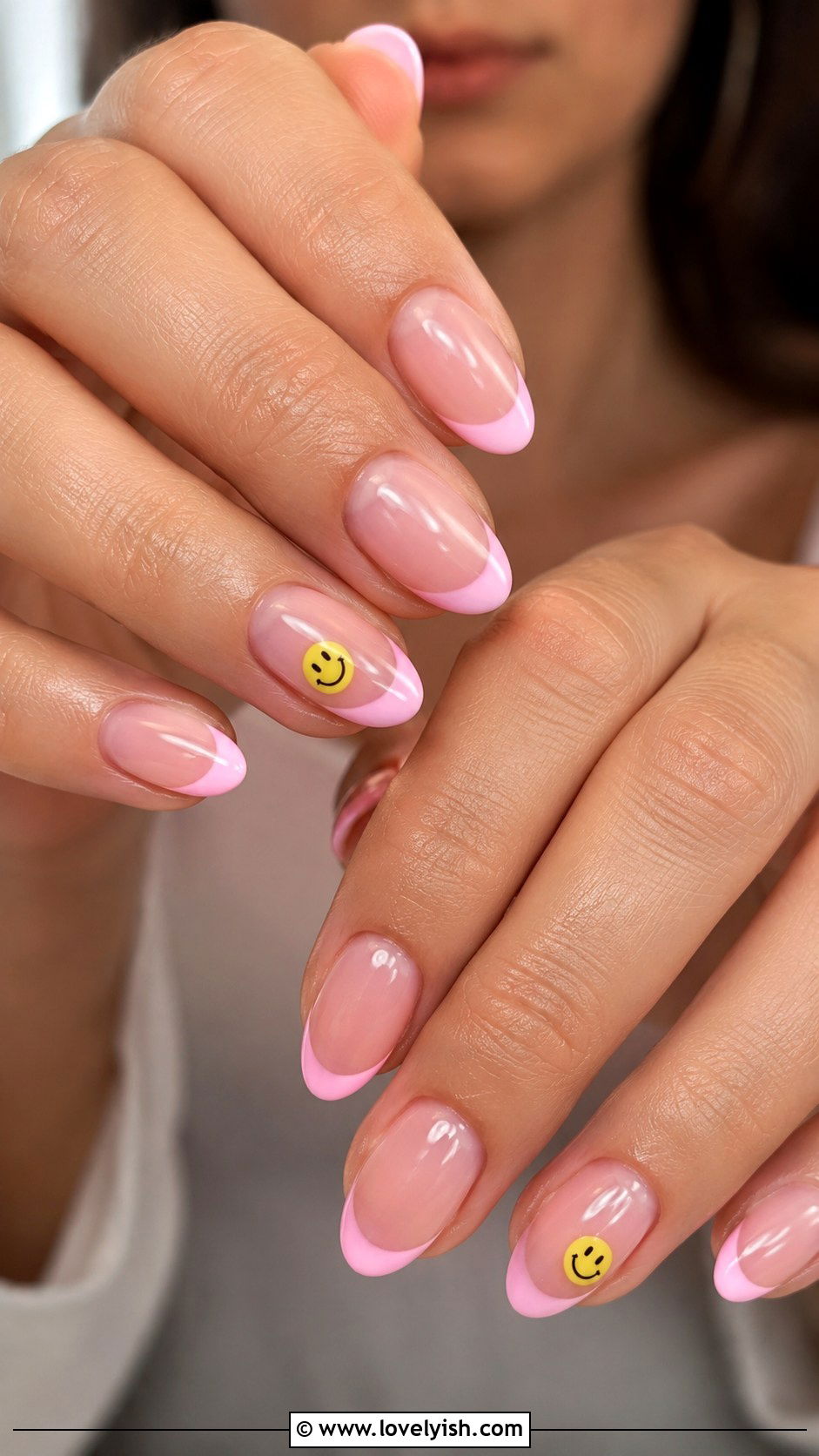 Pink French Tip Nails with Strawberries - 50 pink french tip nails - 50 pink french tip nails