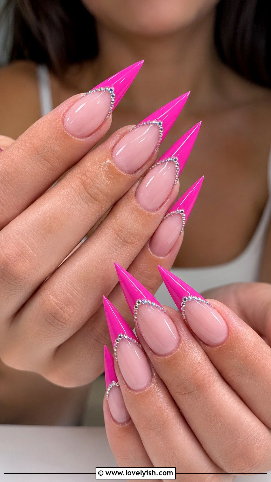 Pink French Tip Stiletto Nails - 50 pink french tip nails - 50 pink french tip nails