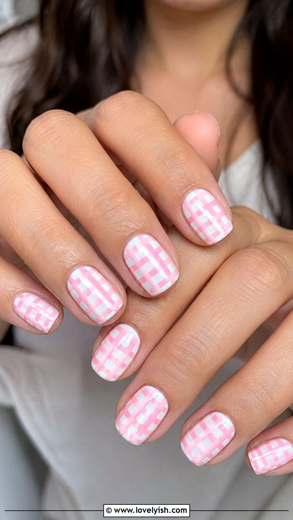 Pink Gingham Nails - 25 pink nails design ideas - 25 pink nails design ideas