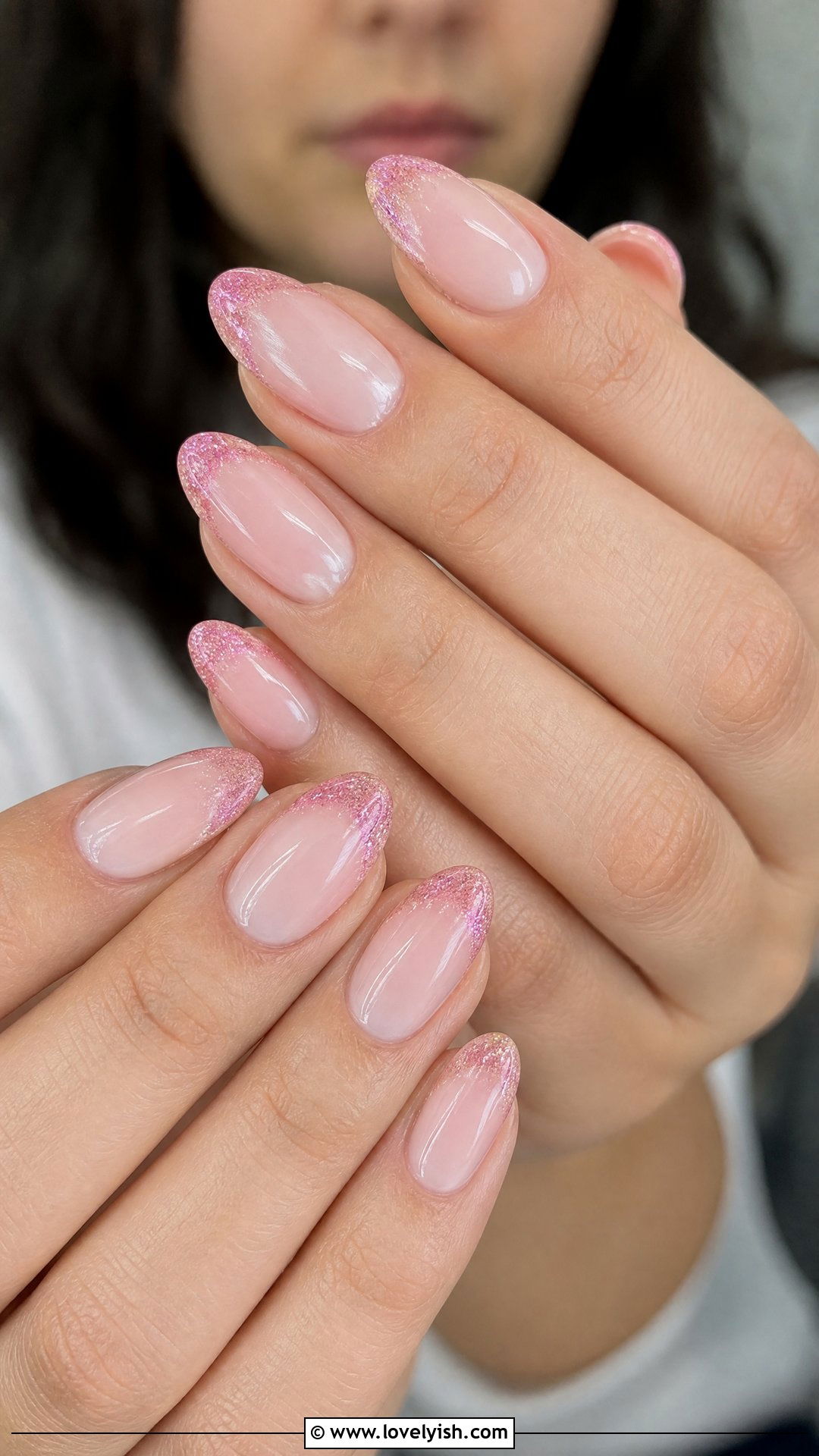 Pink Glitter French Tips - 50 classy pink nails - 50 classy pink nails