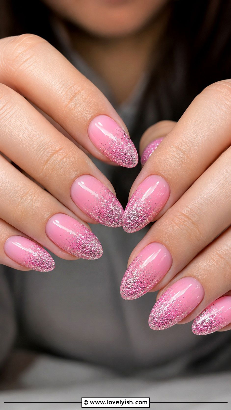 Pink Glitter Ombre Birthday Nails - 50 birthday nails - 50 birthday nails