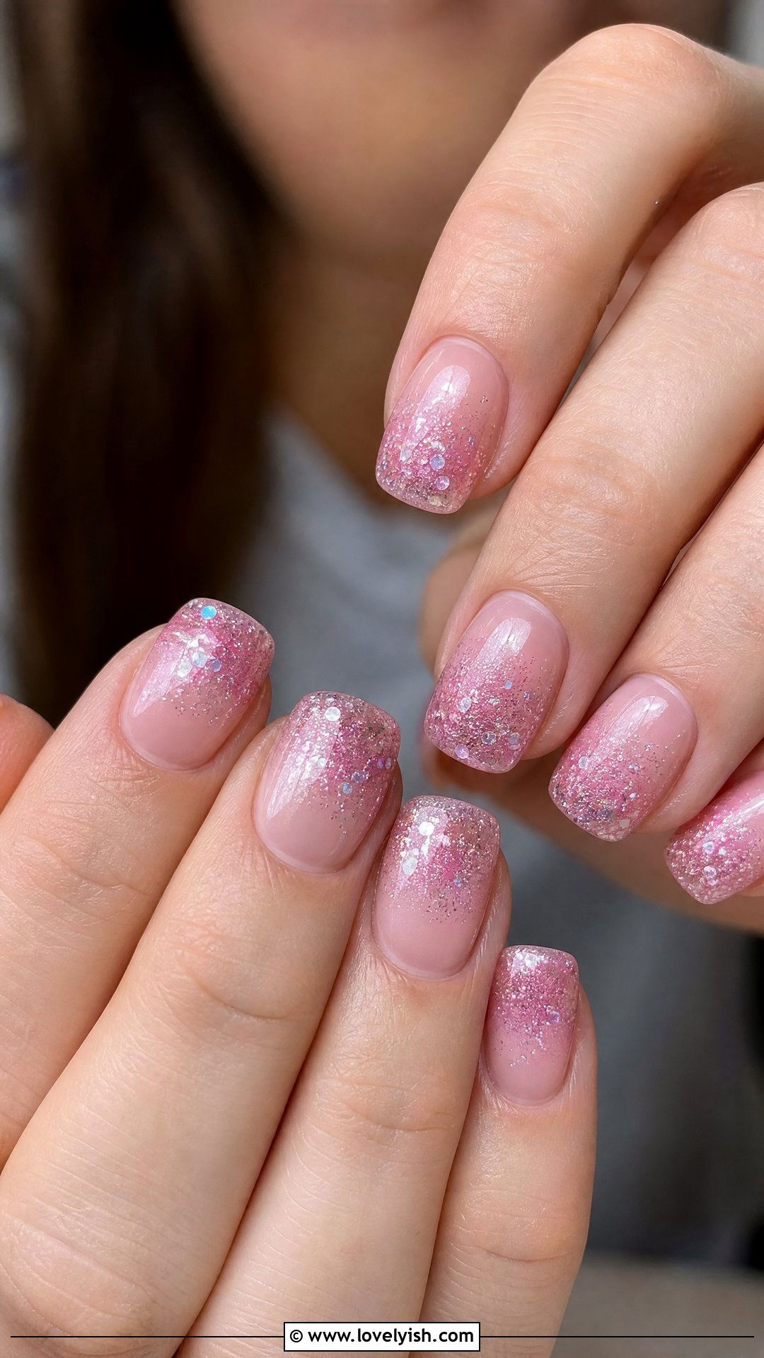 Pink Glitter Ombre Nails - 50 short pink nail designs - 50 short pink nail designs