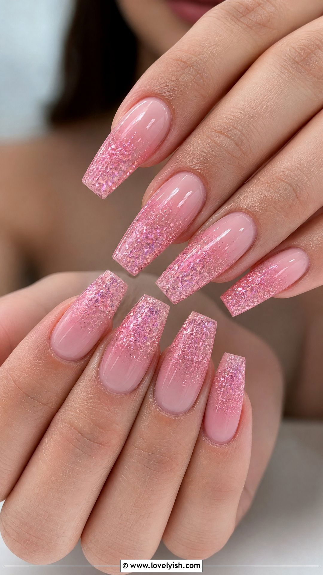 Pink Glitter Ombre Nails - 50 cute nails - 50 cute nails