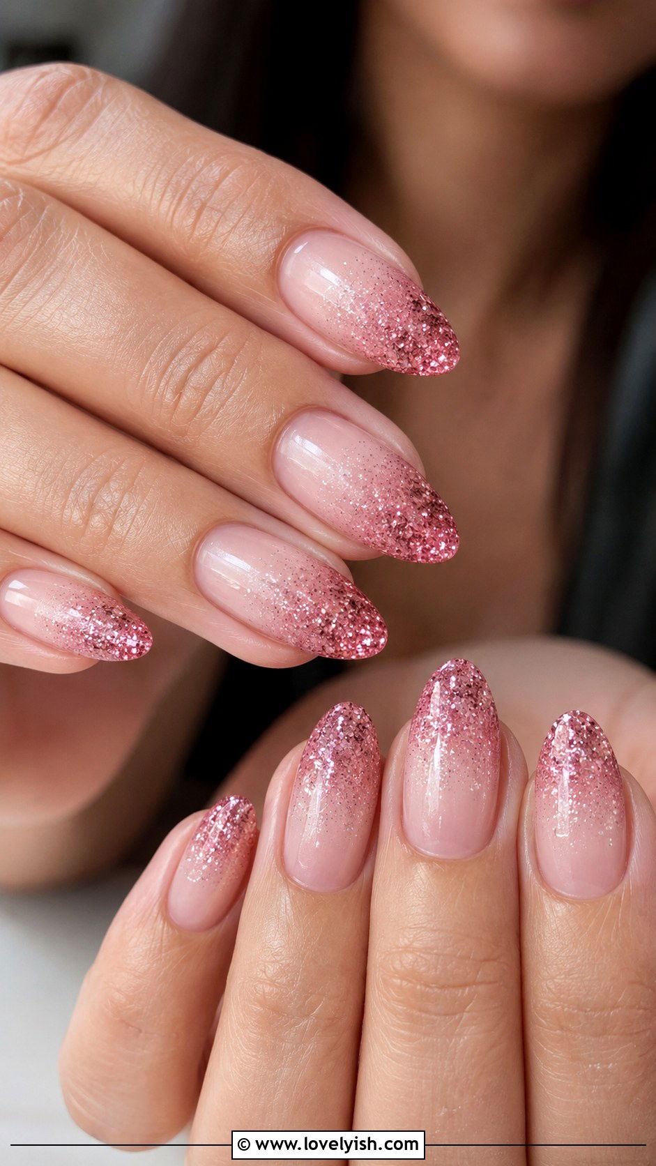 Pink Glitter Ombre Nails - 25 glitter nail designs - 25 glitter nail designs