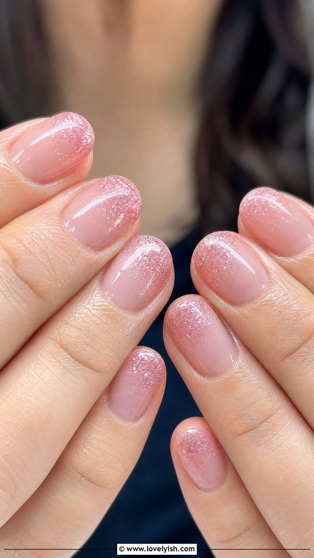 Pink Glitter Tip Nails - 50 simple short nail designs - 50 simple short nail designs
