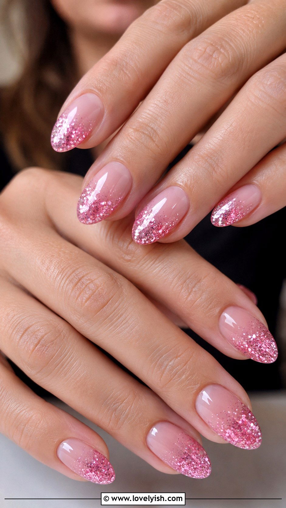 Pink Glitter Tip Nails - 25 pink nails design ideas - 25 pink nails design ideas