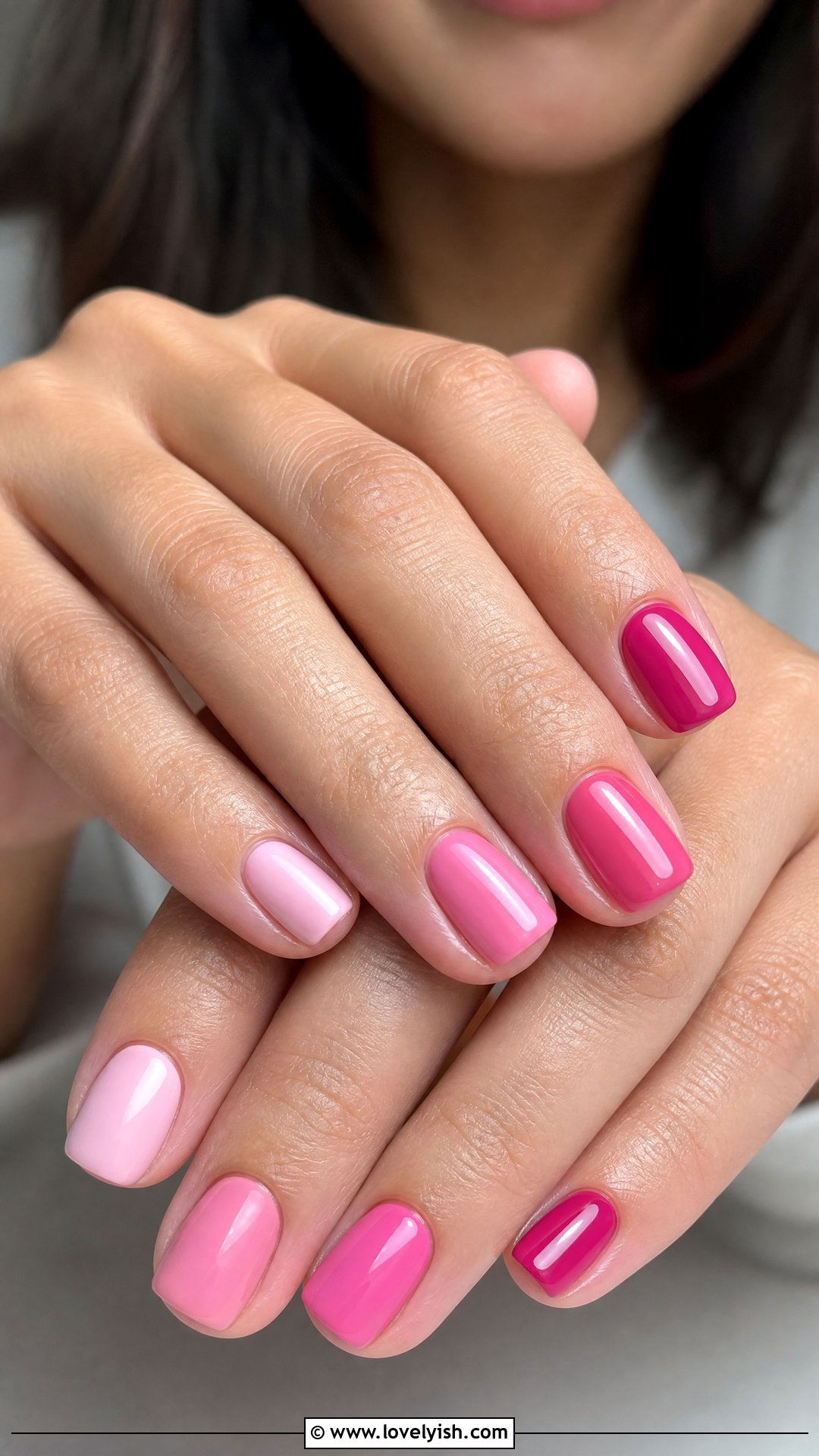 Pink Gradient Skittle Nails - 50 short pink nail designs - 50 short pink nail designs