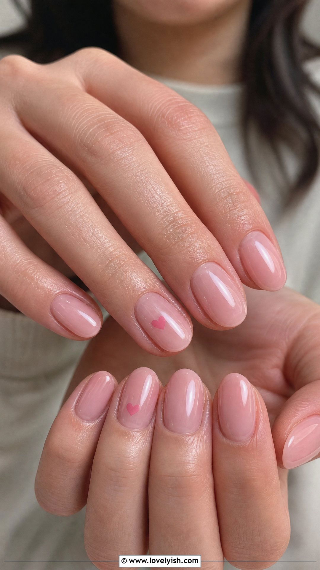 Pink Heart Accent Nails - 50 simple nail art - 50 simple nail art