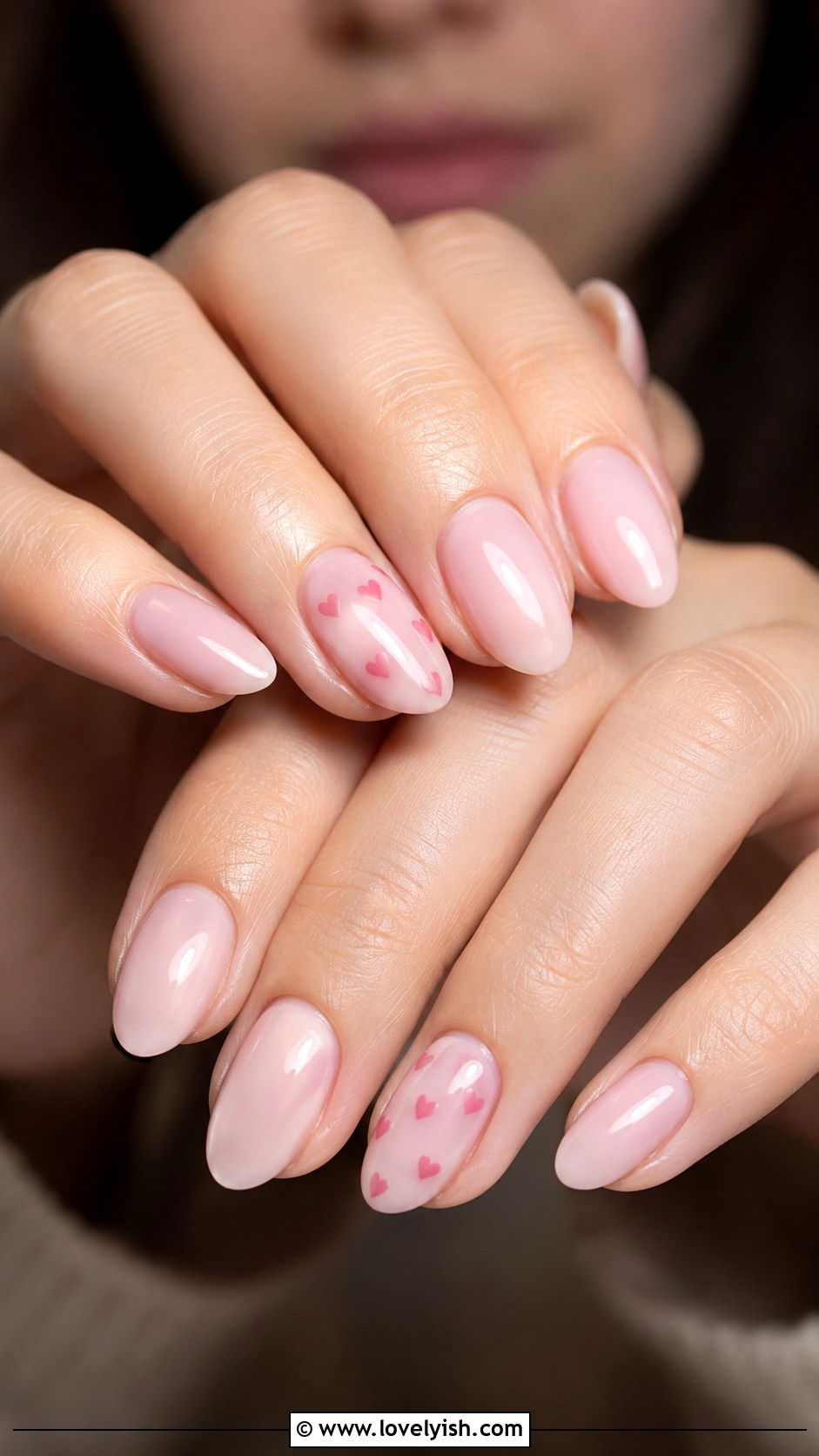 Pink Heart Accent Nails - 25 pink nails design ideas - 25 pink nails design ideas