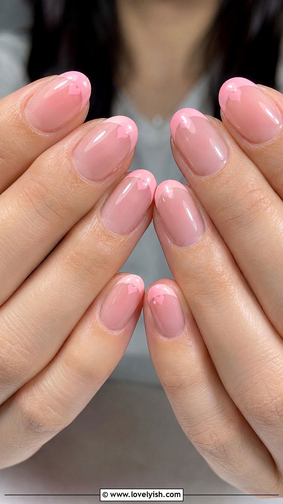 Pink Heart French Tip Nails - 50 balletcore nails - 50 balletcore nails