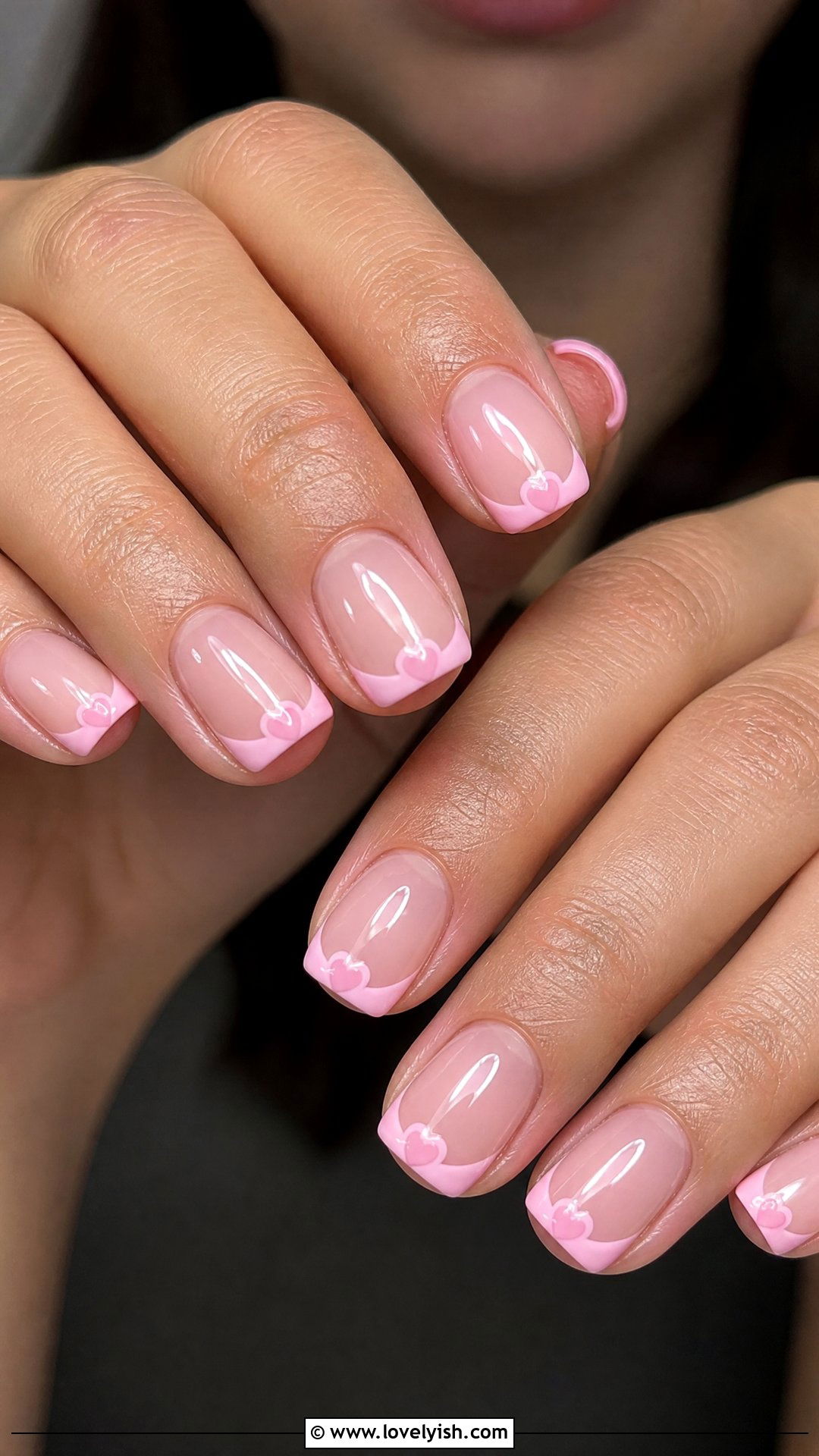 Pink Heart French Tip Nails - 46 easy nail designs - 46 easy nail designs