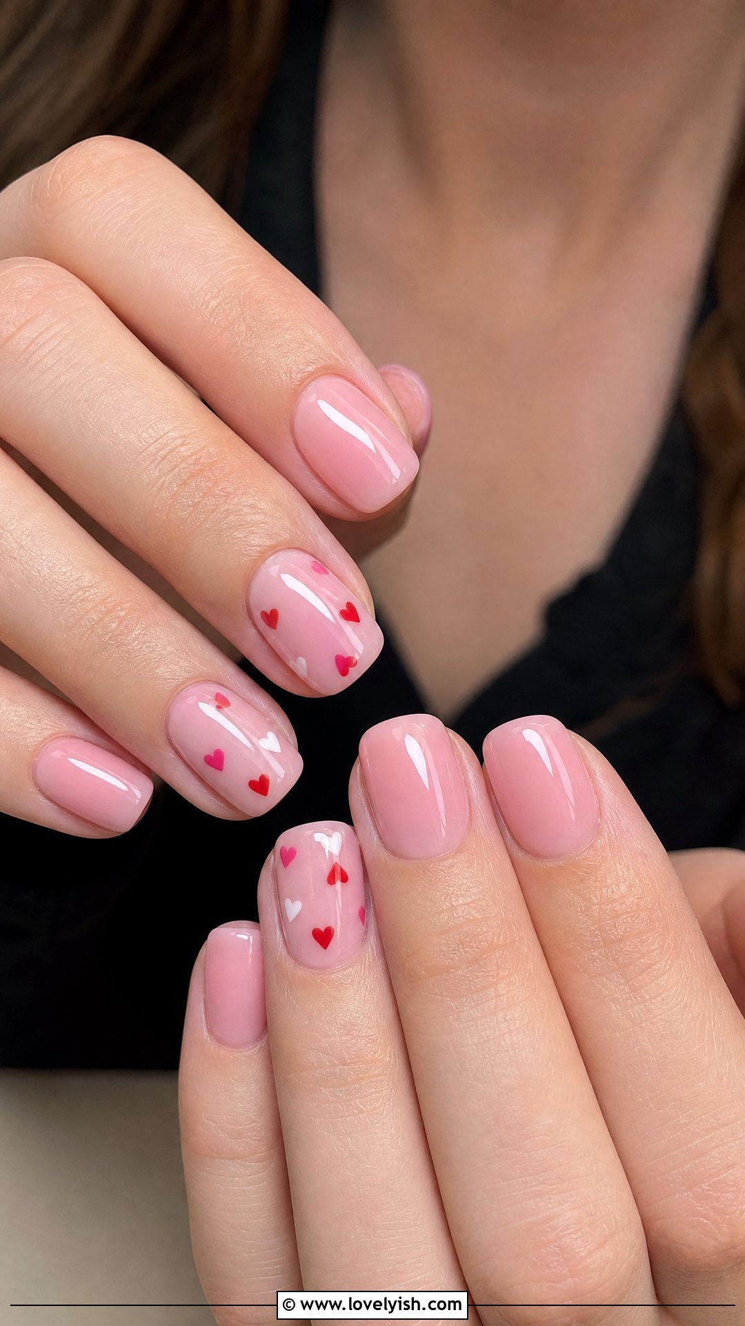 Pink Hearts Accent Nails - 50 short pink nail designs - 50 short pink nail designs