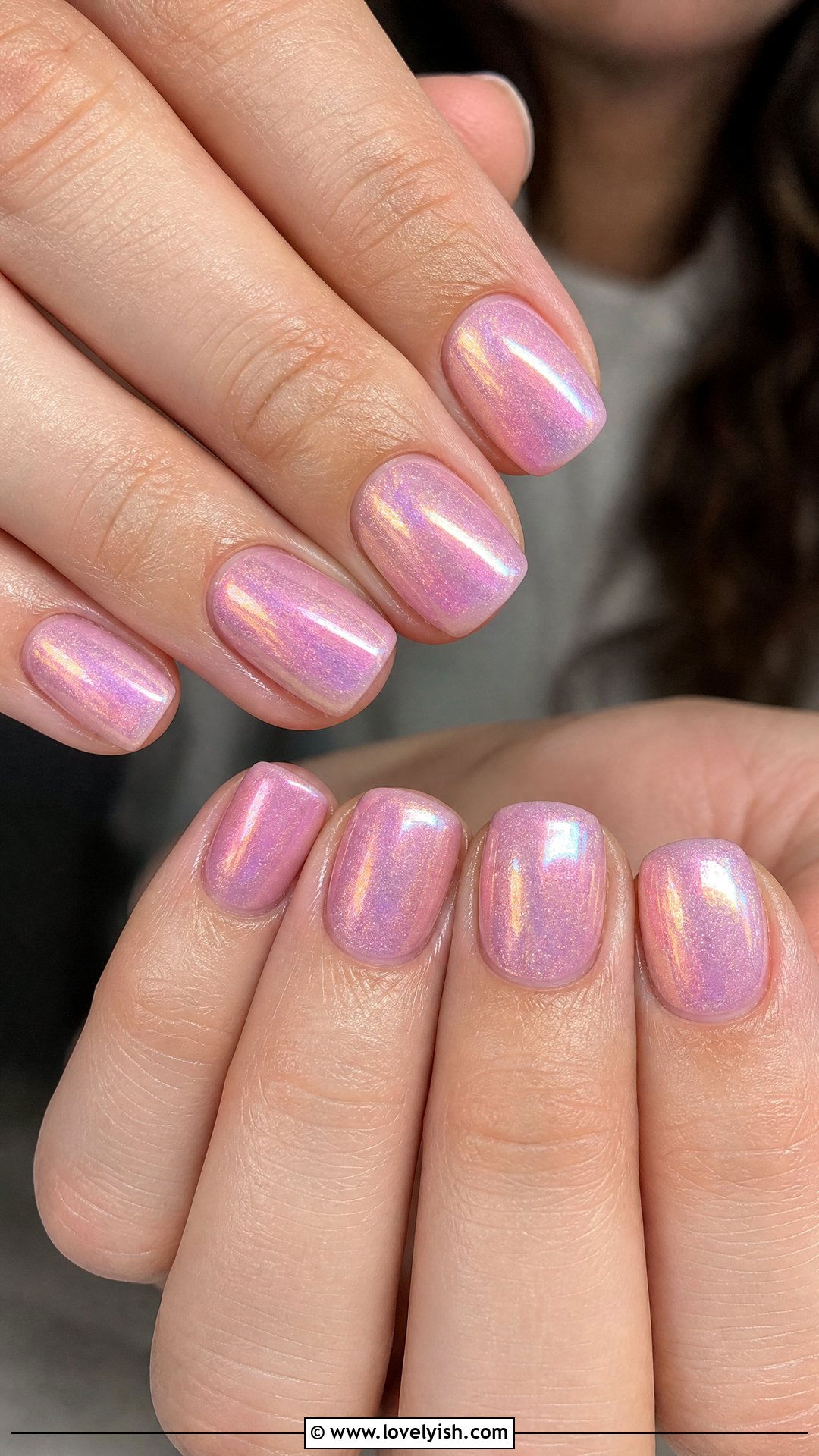 Pink Iridescent Shimmer Nails - 50 short pink nail designs - 50 short pink nail designs