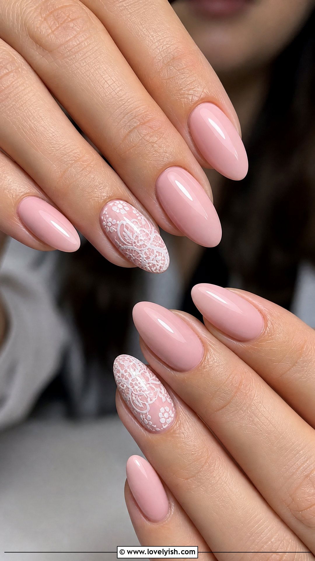 Pink Lace Detail Nails - 50 classy pink nails - 50 classy pink nails