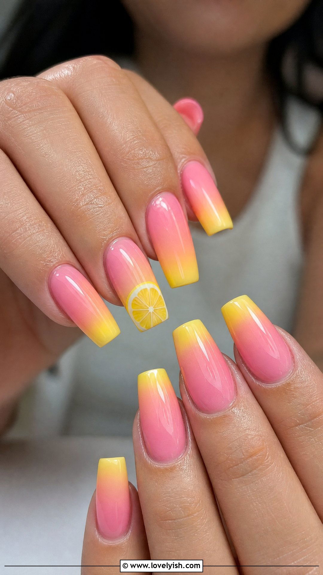 Pink Lemonade Ombre Nails - 50 lemon nail design ideas - 50 lemon nail design ideas