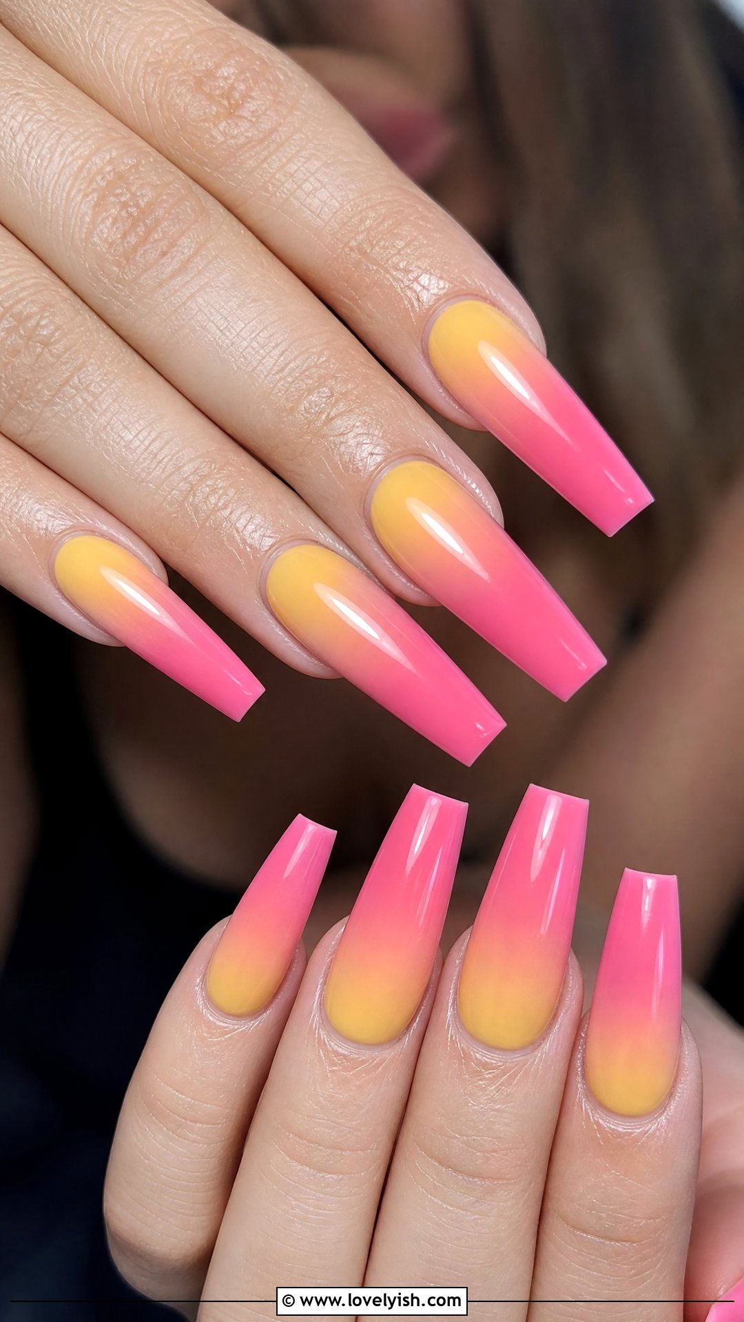 Pink Lemonade Ombre Nails - 50 cute summer nail designs - 50 cute summer nail designs