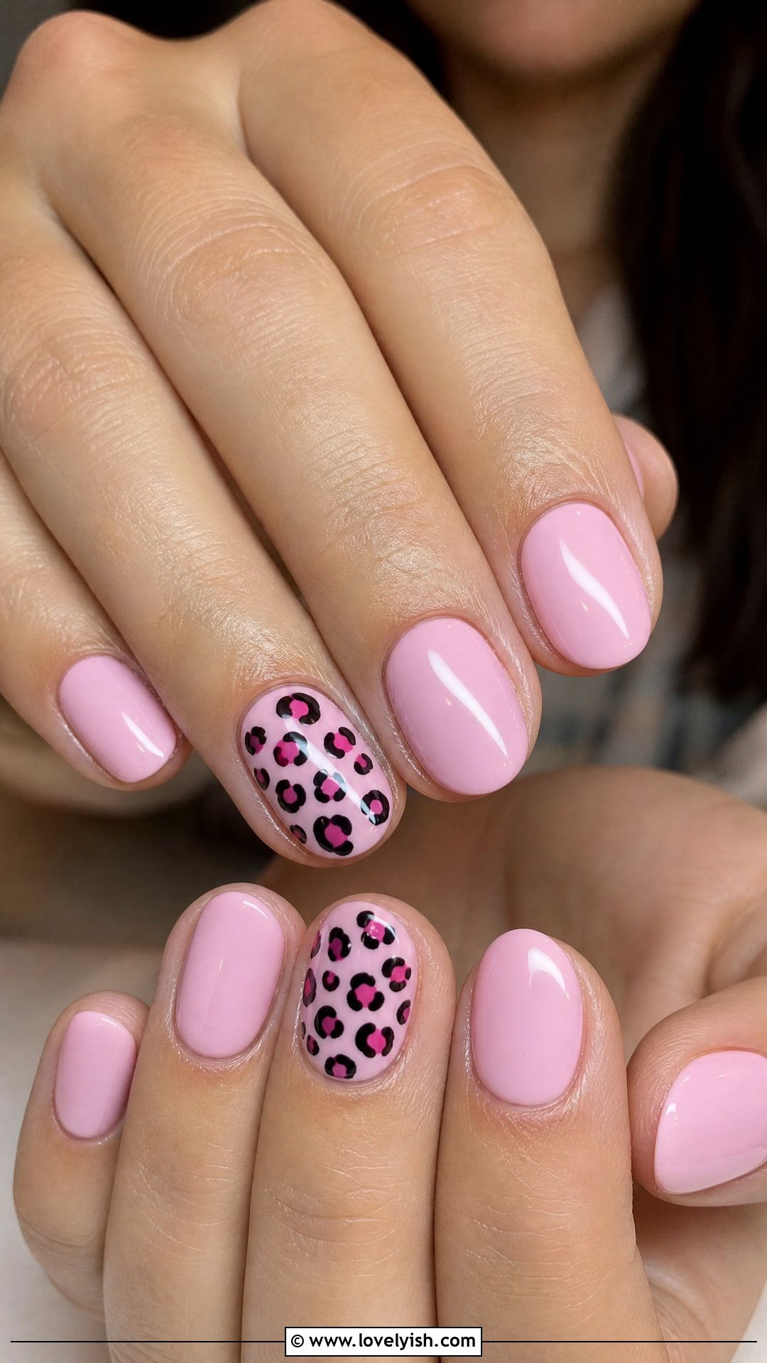 Pink Leopard Print Accent Nails - 50 leopard print nails - 50 leopard print nails