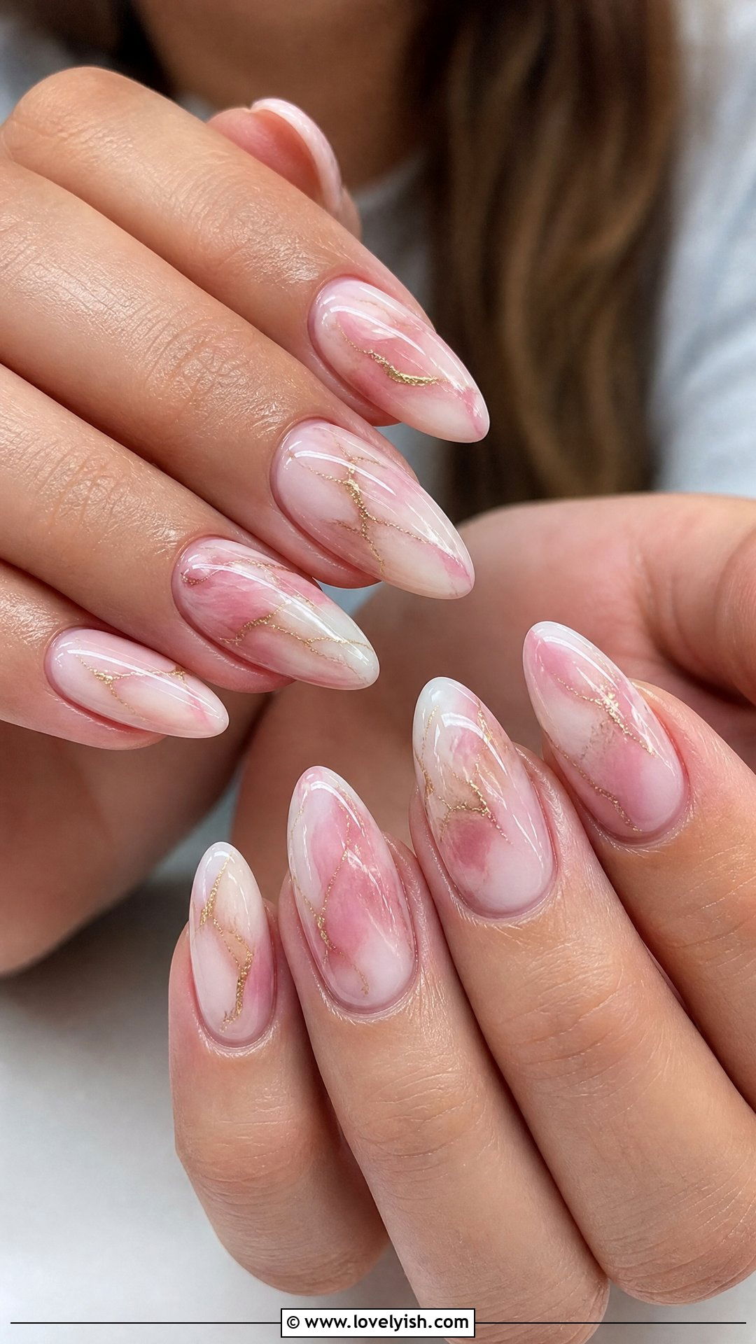 Pink Marble Nails - 50 mothers day nail designs - 50 mothers day nail designs