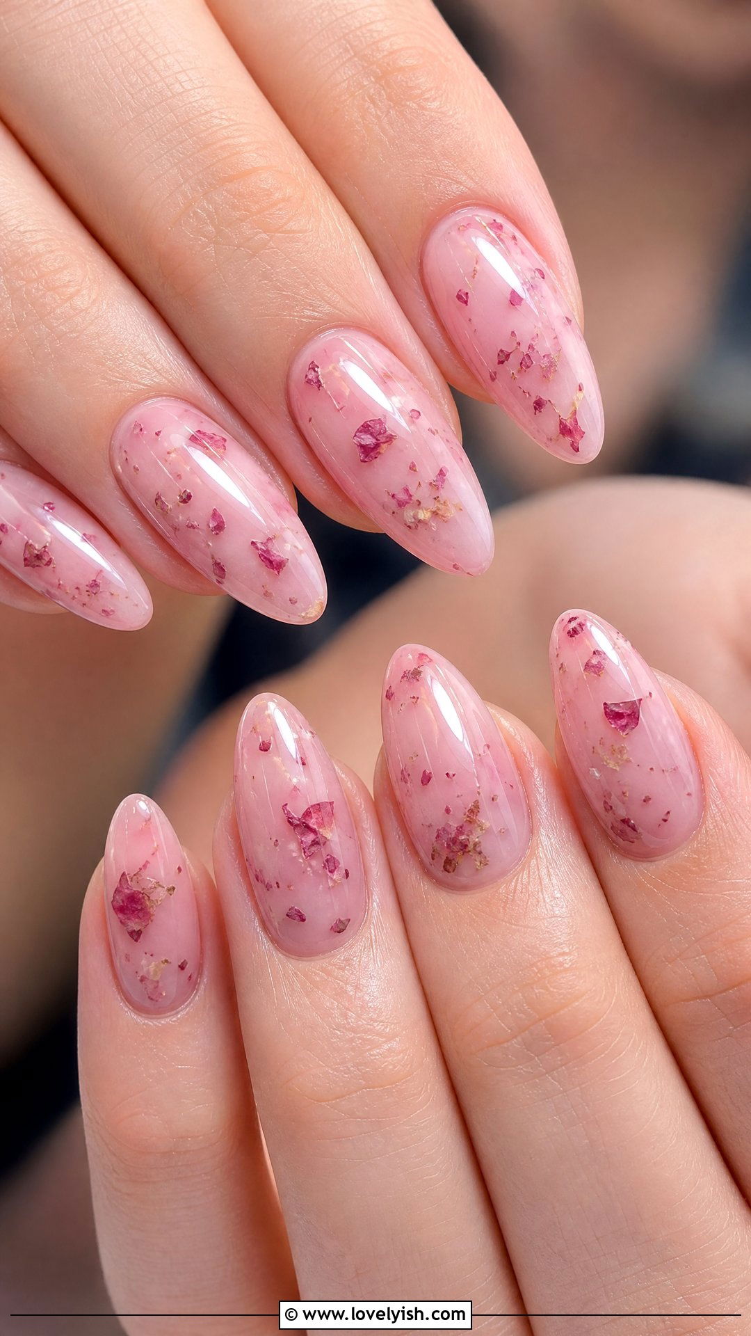 Pink Milk Bath Nails with Dried Roses - 50 milk bath nails - 50 milk bath nails