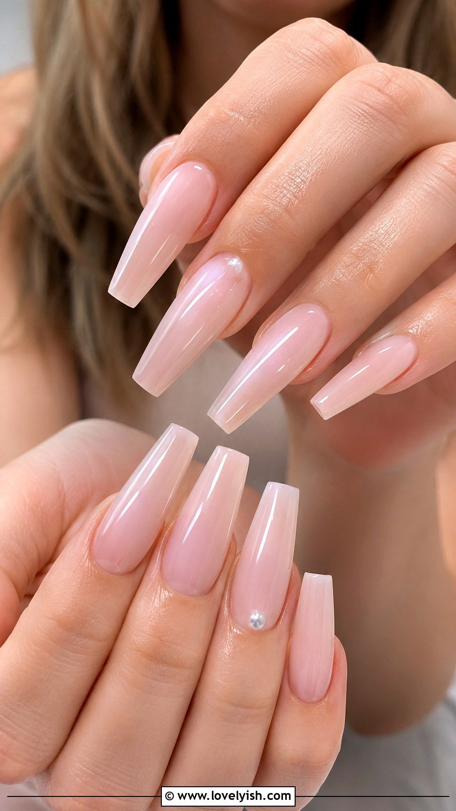 Pink Milky Coffin Nails - 50 long pink nails - 50 long pink nails