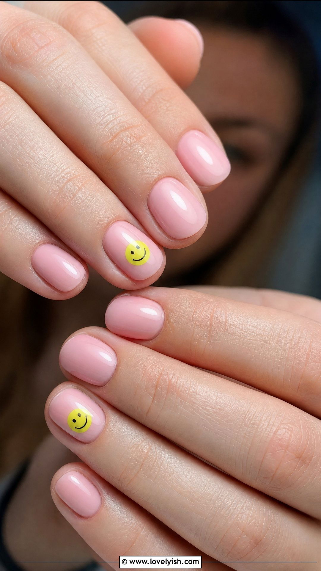 Pink Nails With Mini Smiley Face - 50 dainty nails - 50 dainty nails