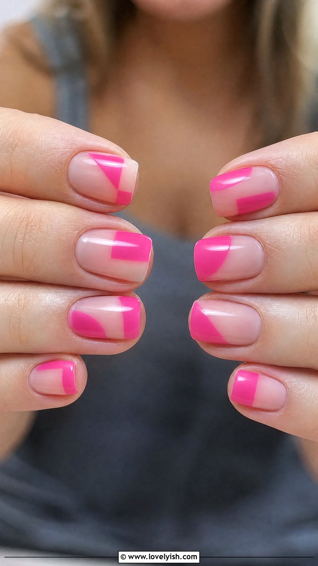 Pink Negative Space Nails - 50 short pink nail designs - 50 short pink nail designs