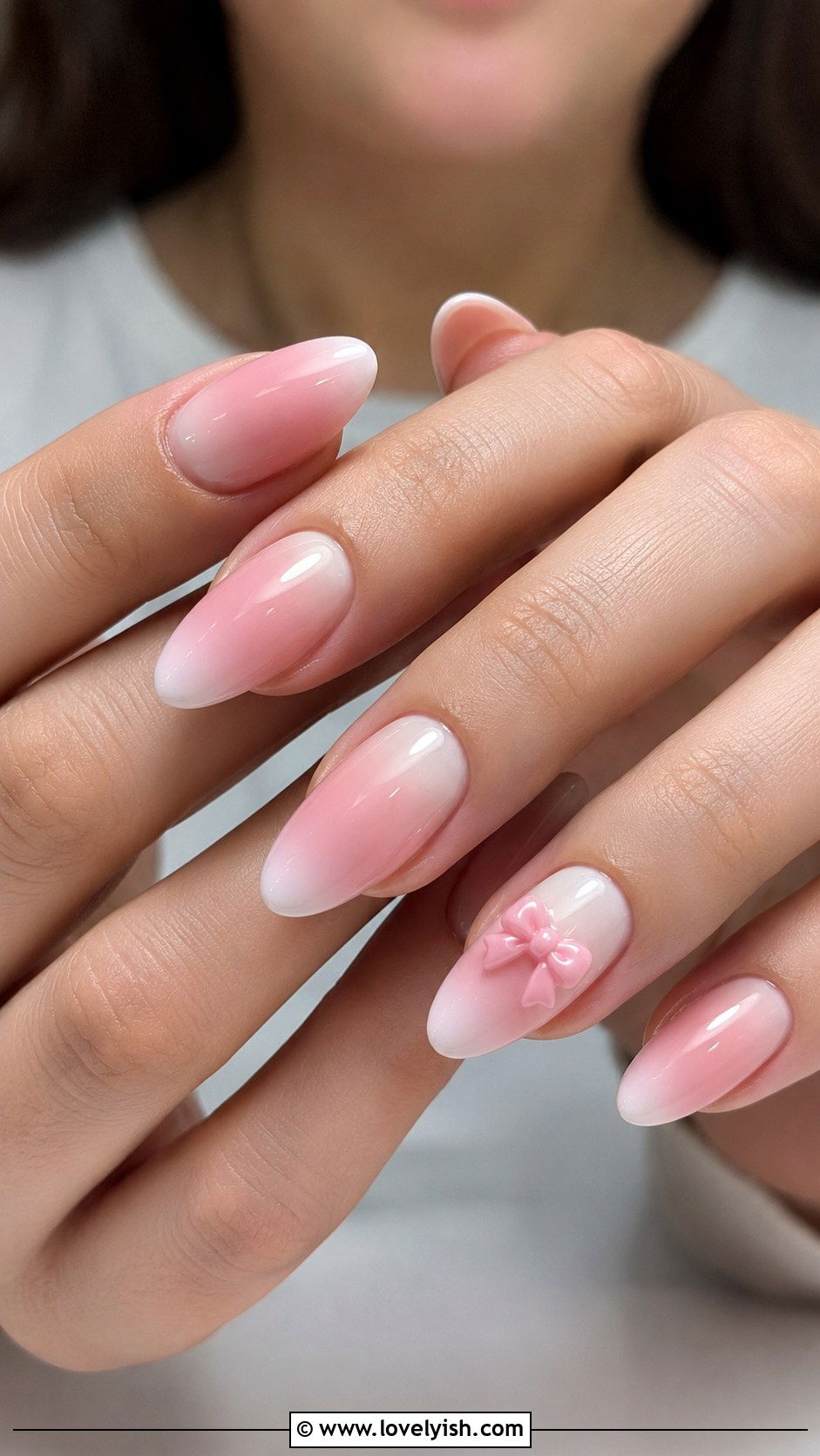 Pink Ombre Bow Nails - 50 balletcore nails - 50 balletcore nails