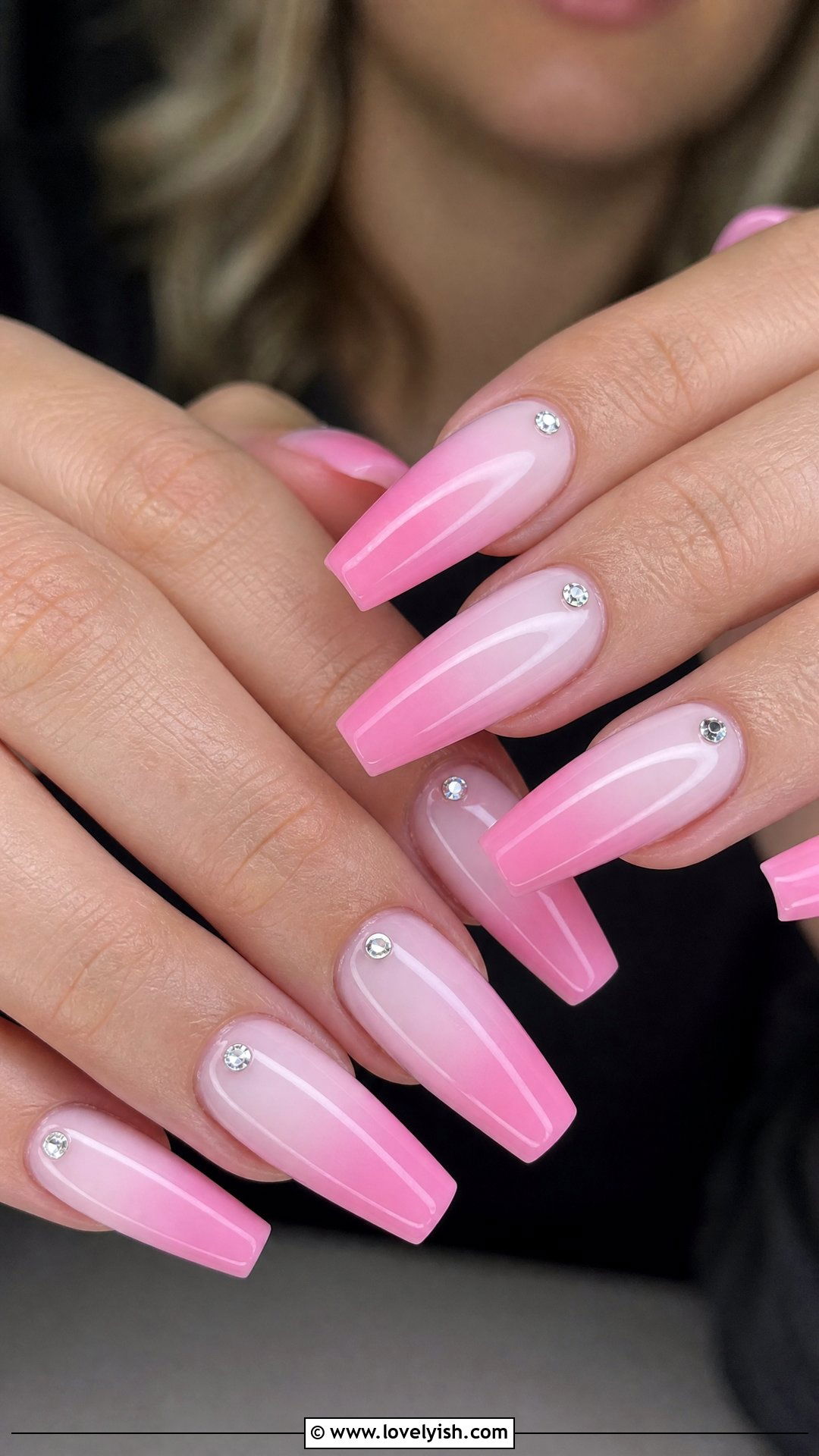 Pink Ombre Diamond Nails - 50 diamond nails - 50 diamond nails