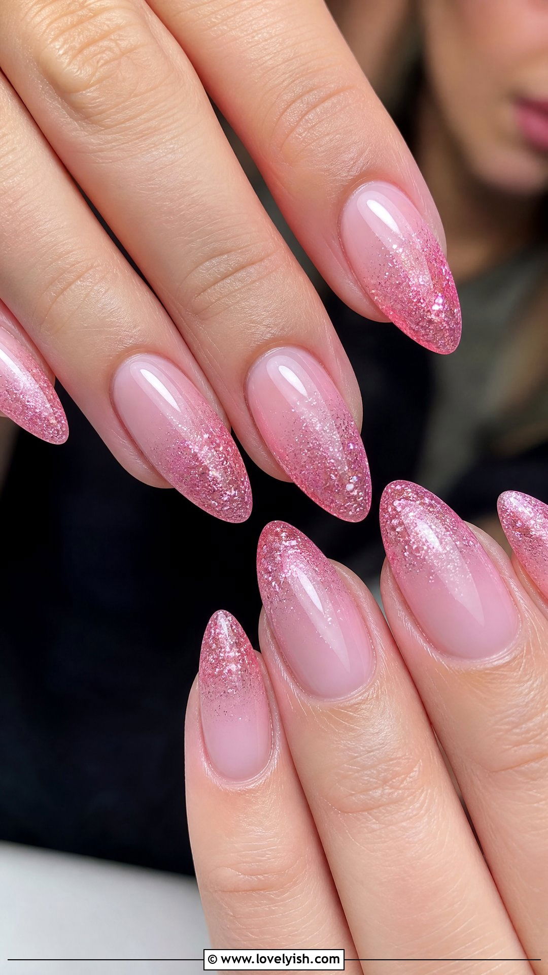 Pink Ombre Glitter Nails - 30 nail designs for teens - 30 nail designs for teens